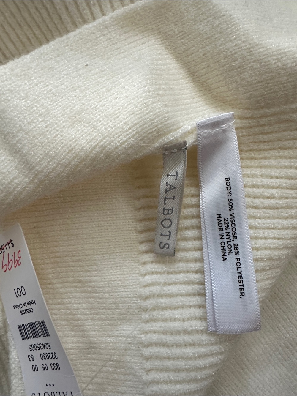 Talbots Cream Ribbed Ruffle Scarf NWT - Picture 4 of 4